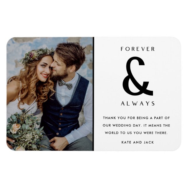Forever and Always Wedding Photo Thank You Magnet (Horizontal)
