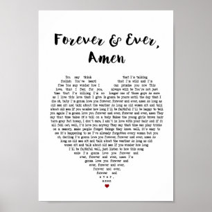 Forever And Ever Amen Heart Song Lyric Print