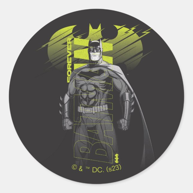 Forever Batman Power Up Character Art Classic Round Sticker (Front)