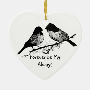 Forever be My Always Love Quote with Bird Ceramic Tree Decoration