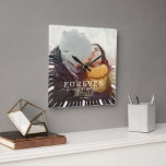 Forever Be My Always Love Wedding Photo Script Square Wall Clock<br><div class="desc">Ditch the cheesy clichés and make Valentine's Day swoon-worthy! This clock is guaranteed to melt hearts and steal the show. Go ahead, turn time into a love poem and say "I'll love you forever" in every tick! Modern chic photo wall clock with hand-lettered script and modern typography reading:' Forever be...</div>