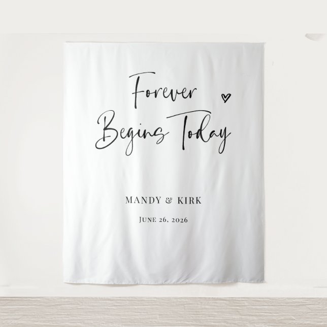 Forever Begins Today Wedding Backdrop  Tapestry (Front)