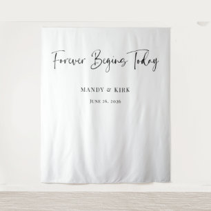 Forever Begins Today Wedding Backdrop  Tapestry
