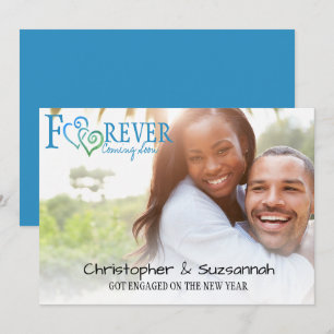 FOREVER Blue Green Linked Hearts Engagement Announcement