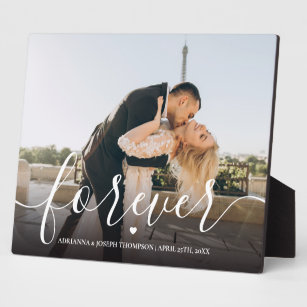 Forever Calligraphy Script Couple Wedding Photo Plaque