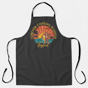 Forever Chasing Sunsets Bigfoot Surfing Black Apron