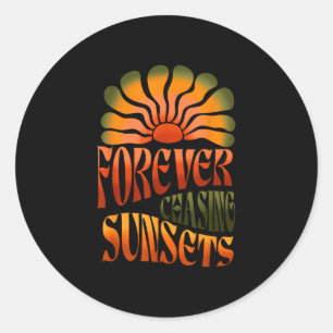 Forever chasing sunsets retro summer family summer classic round sticker