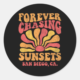 Forever Chasing Sunsets San Deigo Beach California Classic Round Sticker