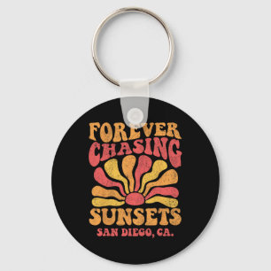 Forever Chasing Sunsets San Deigo Beach California Key Ring