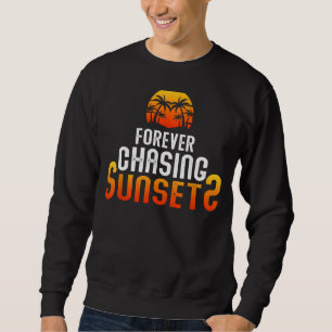 Forever Chasing Sunsets Summer Retro Sunset Beach Sweatshirt