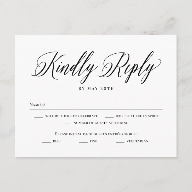 Forever Classic Editable Colour RSVP Reply Card (Front)