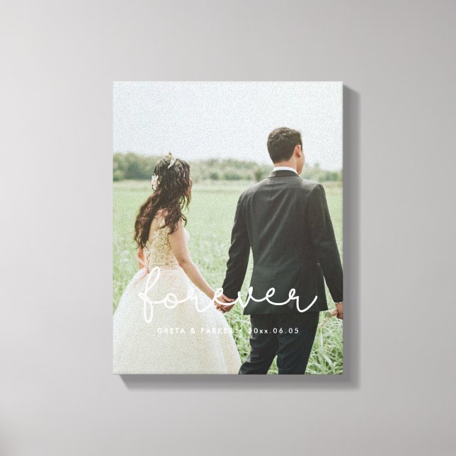 Forever cute whimsical wedding photo canvas print (Front)