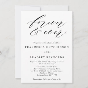 Forever Elegant Calligraphy Monochrome Wedding Inv Invitation
