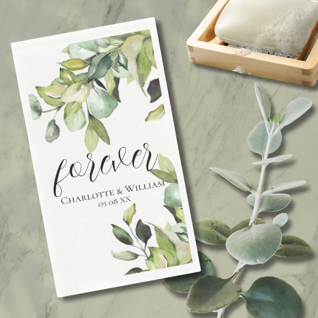 Forever Elegant Green Botanicals Wedding Napkin (Creator Uploaded)