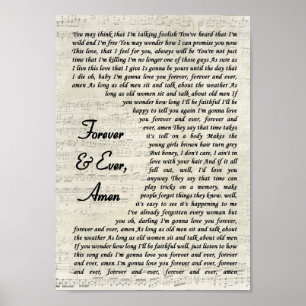 Forever & Ever Amen Song Lyric Vintage Script Poster