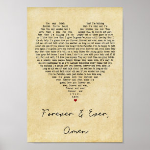 Forever & Ever Amen Vintage Heart Song Lyric Print