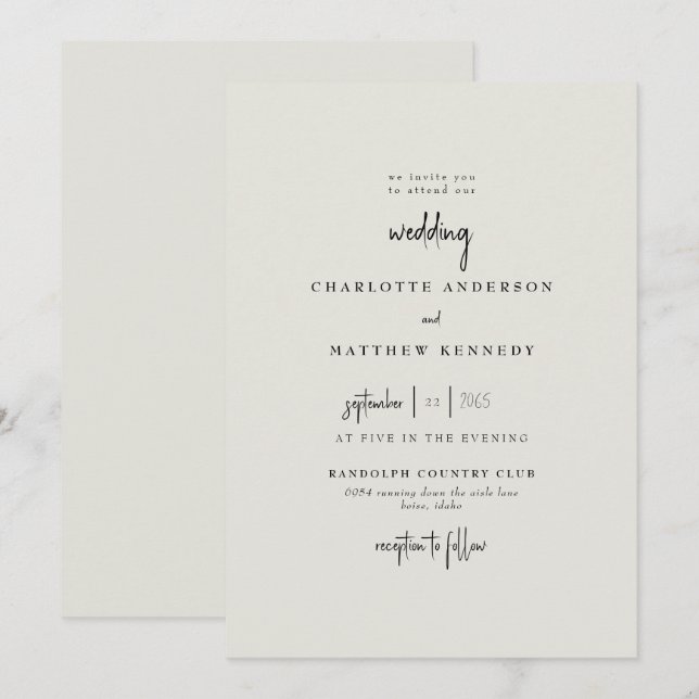 Forever Faithful Cream No Parents Wedding Invitation (Front/Back)