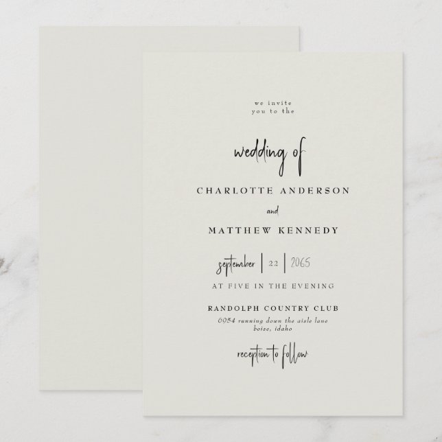 Forever Faithful Cream Wedding Invitation (Front/Back)