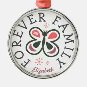Forever Family Kids Pink Butterfly Adoption Gift Metal Tree Decoration