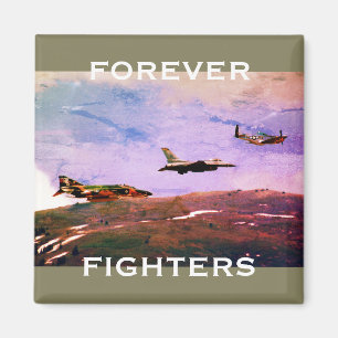 "Forever Fighters" Trio of U.S. Fighter Aircraft Magnet