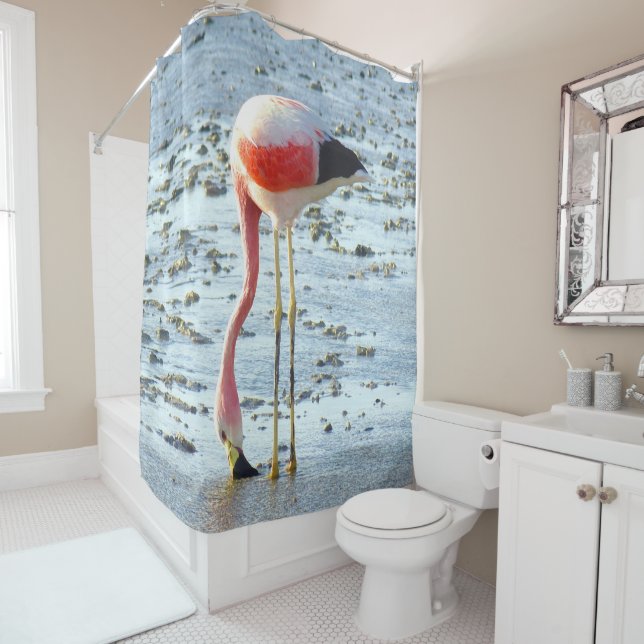 Forever Flamingo Shower Curtain (In Situ)
