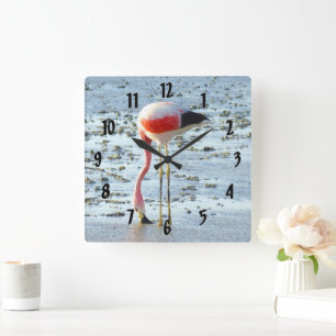 Forever Flamingo Square Wall Clock