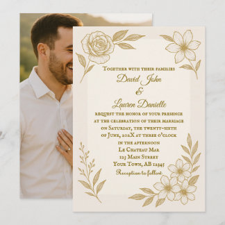 Forever Floral Photo Wedding Invitation