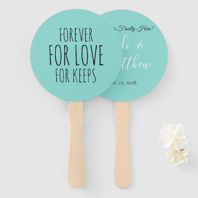 Forever For Love Wedding Suite Ceremony Reception Hand Fan (Front and Back)