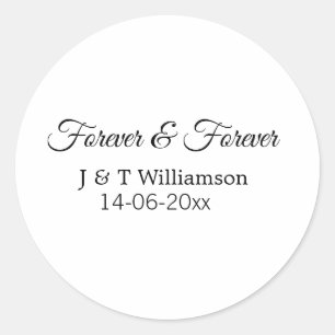 Forever & forever add couple name date love thanks classic round sticker