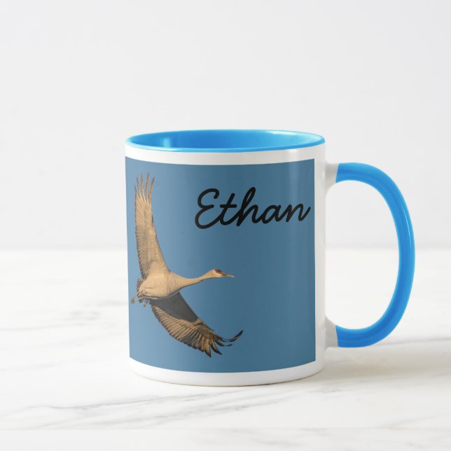 Forever Free Crane In Flight Personalise Name Mug (Right)
