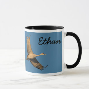 Forever Free Crane In Flight Personalize Name Blue Mug