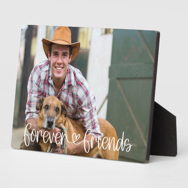 Forever Friends Custom Photo Love Heart Typography Plaque (Side)