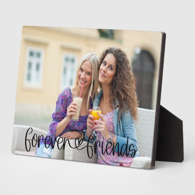 Forever Friends Love Heart Typography Custom Photo Plaque (Side)