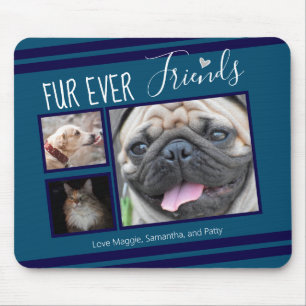 Forever Friends Pet Photo Collage Blue Mouse Mat