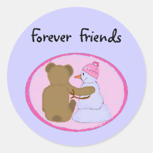 Forever Friends Pink Classic Round Sticker