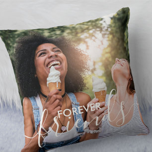 Forever Friends Script Overlay 2 Photo Cushion