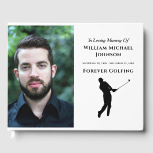 Forever Golfing Custom Photo Memorial Funeral Guest Book