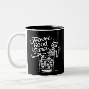 Forever Good Time Funny Halloween Skull Two-Tone Coffee Mug