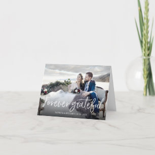 Forever Grateful Chic Wedding Thank You Photo Card