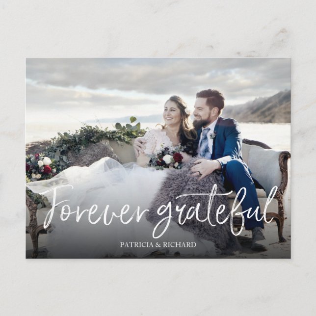 Forever Grateful Chic Wedding Thank You Photo Postcard (Front)