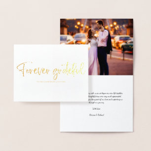 Forever Grateful Cute Wedding Thank You Photo Foil Card