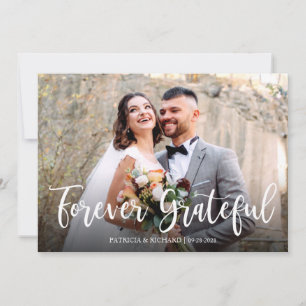 Forever Grateful Elegant Photo Wedding Thank You Card