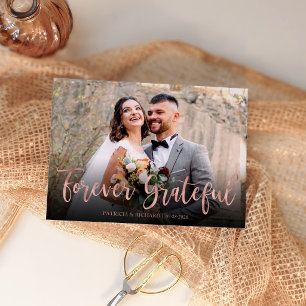 Forever Grateful Elegant Wedding Thank You Photo  Card