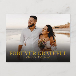 Forever Grateful Gold Foil Wedding Thank You Foto Postcard