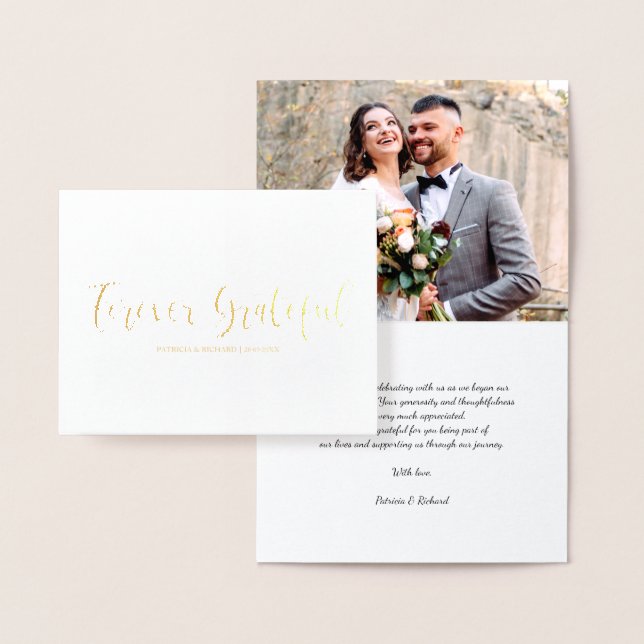 Forever Grateful Photo Wedding Thank You Foil Card (Display)