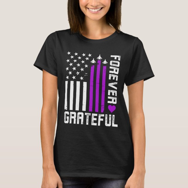 Forever Grateful Purple Heart Day Military Kids T-Shirt (Front)