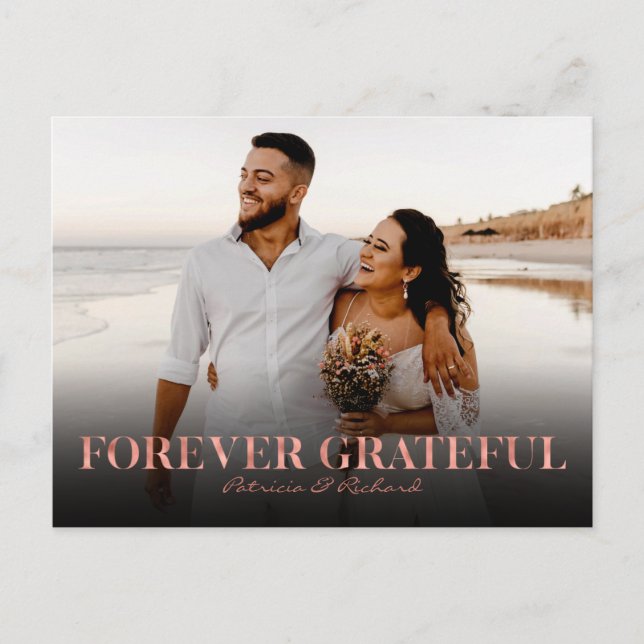 Forever Grateful Rose Gold Wedding Thank You Foto Postcard (Front)