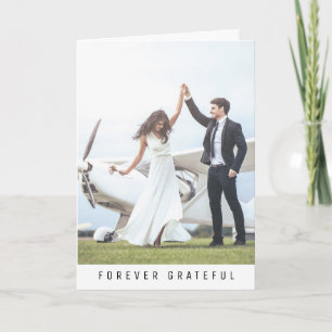 Forever Grateful Simple 2 Photo Wedding Thank you Card
