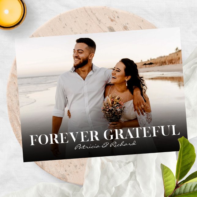 Forever Grateful Simple Wedding Thank You Foto Postcard (Creator Uploaded)