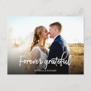 Forever Grateful Stylish Wedding Thank You Photo Postcard